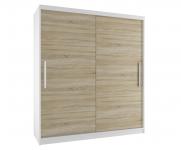 Velká šatní skříň TIMPAS 133 cm s posuvnými dveřmi BÍLÁ/DUB SONOMA